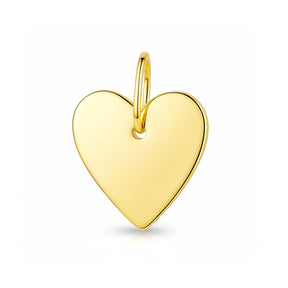 A polished yellow gold heart-shaped charm pendant with a small integrated loop at the top. Canadian company