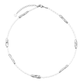 Pearl & Organic Bar Necklace