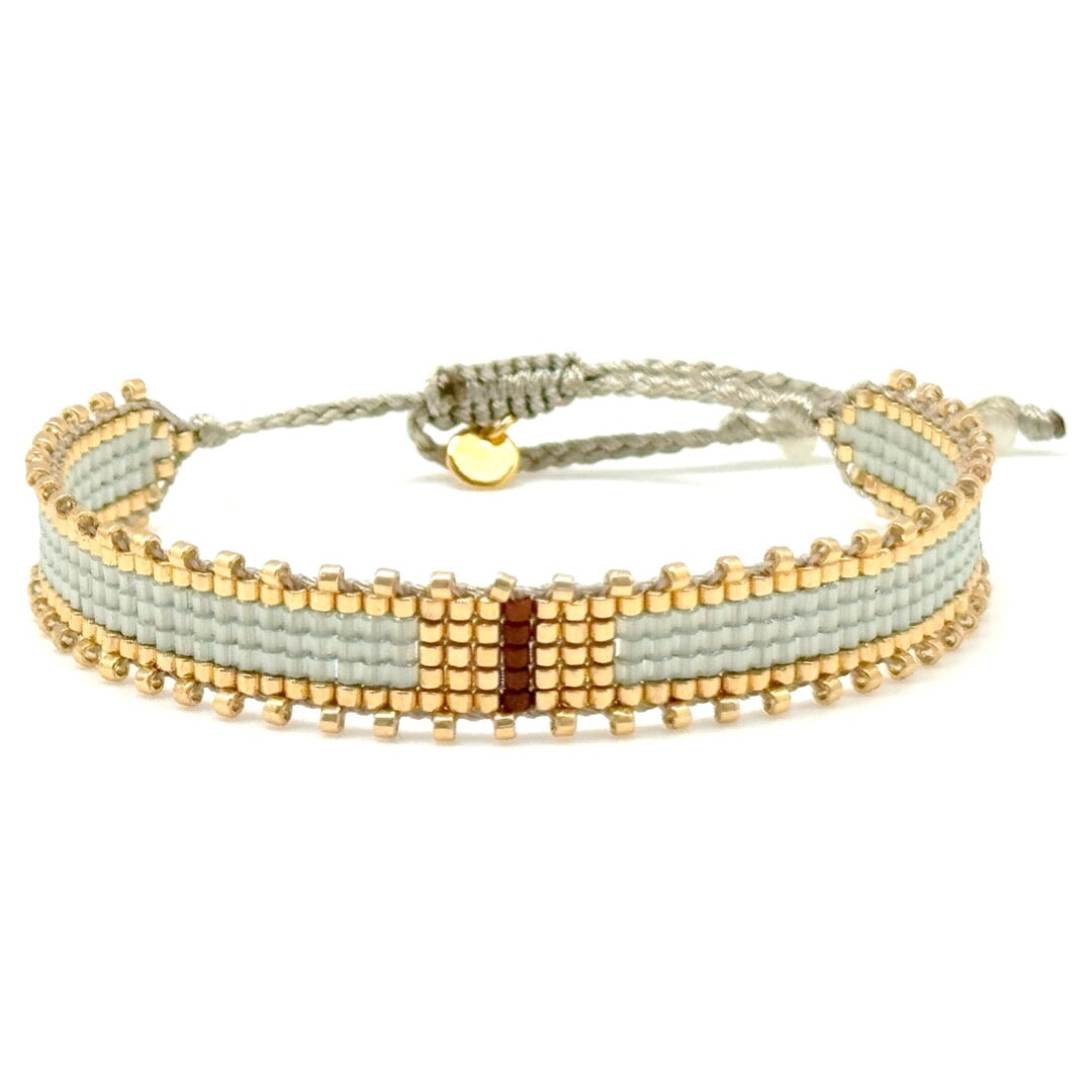 Gold and Pastel Woven Bead Bracelet