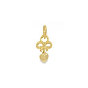 14K Gold Mini Bow Heart Drop Charm