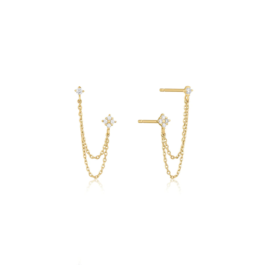 Mixed Shape Stud with Chain Earring - Single