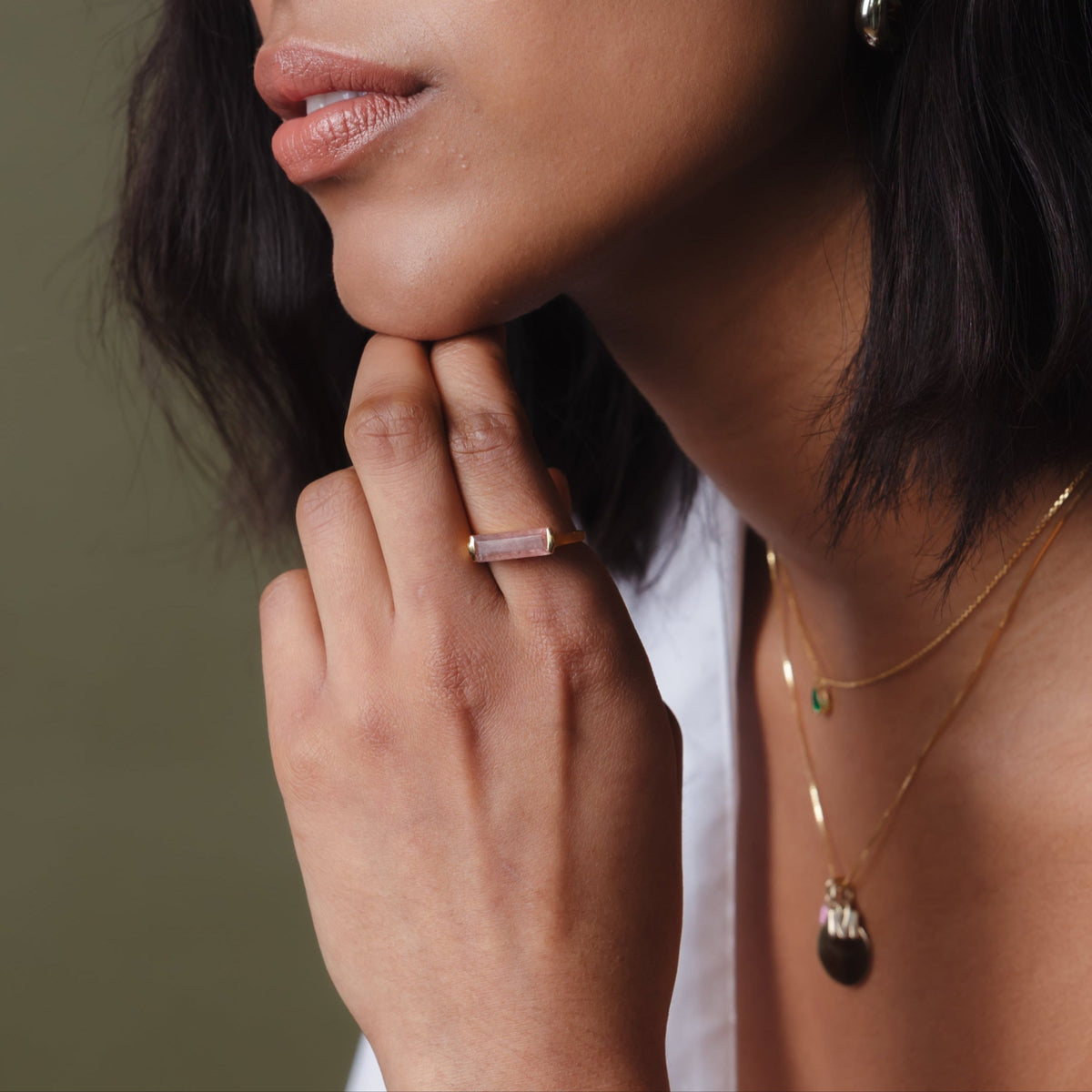 Geam Gemstone Bar Ring