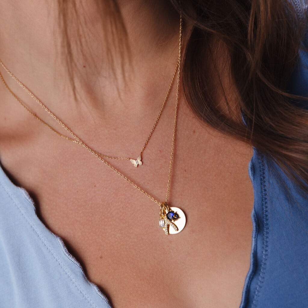 Fluted Butterfly Pendant Necklace