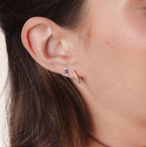 Baguette Cut Blue Single Stud