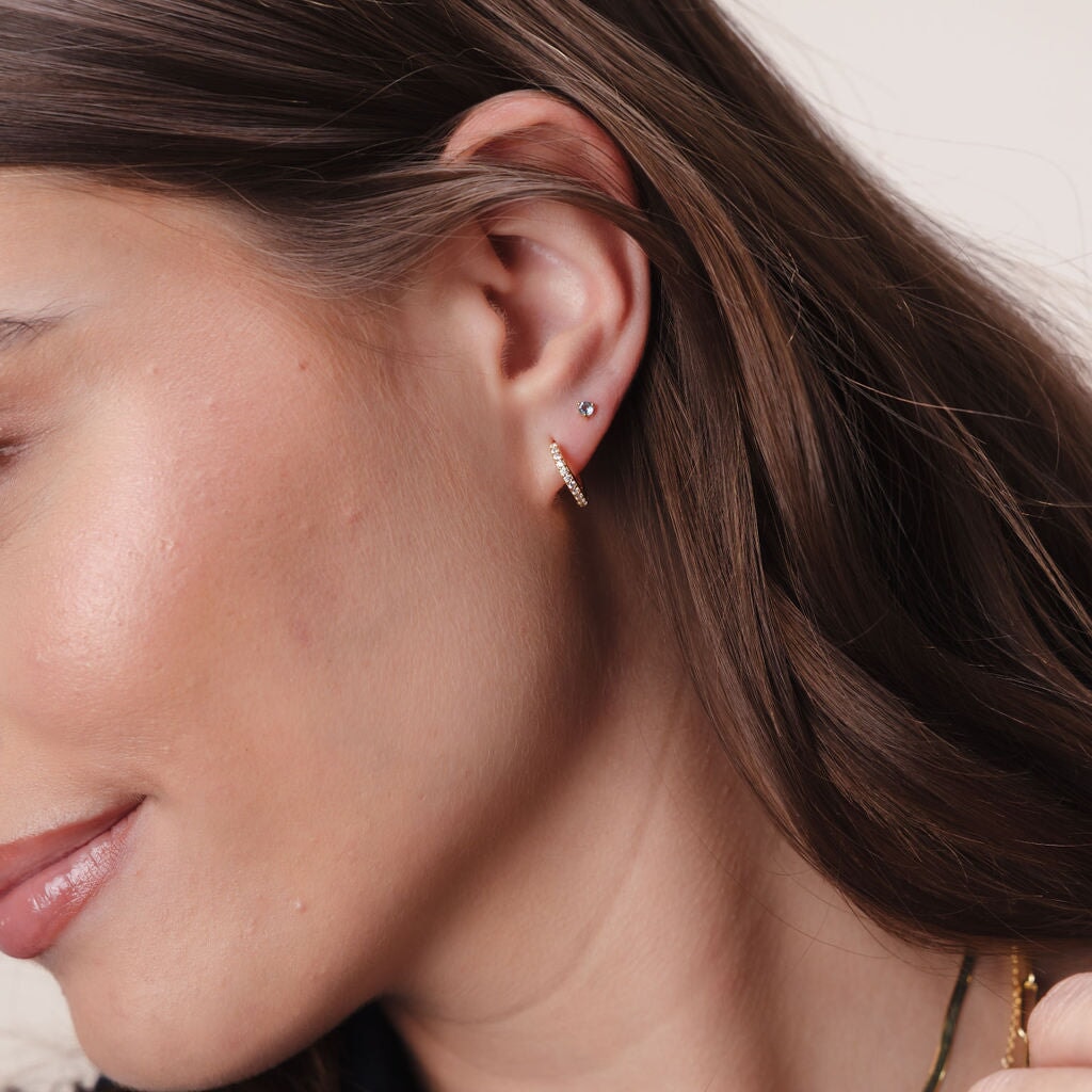 Round Blue Topaz Single Stud