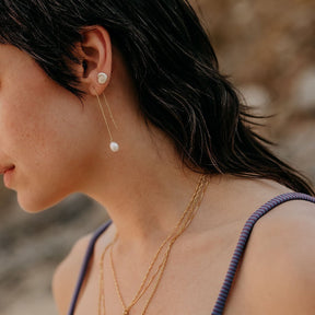 Pearl & Shell Threader Earrings