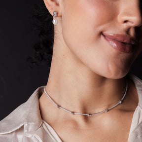 Elegant Satellite Tennis Necklace