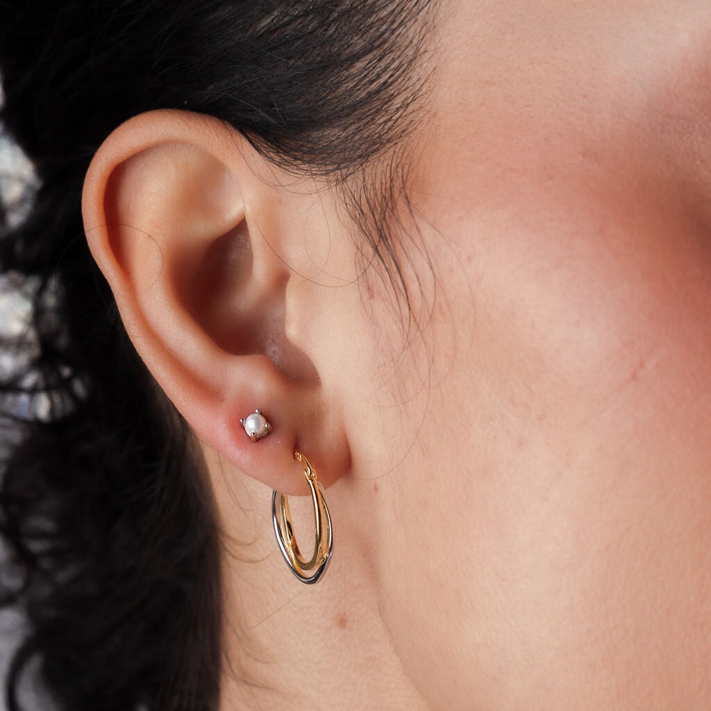 Mixed Metal Crossover Hoops