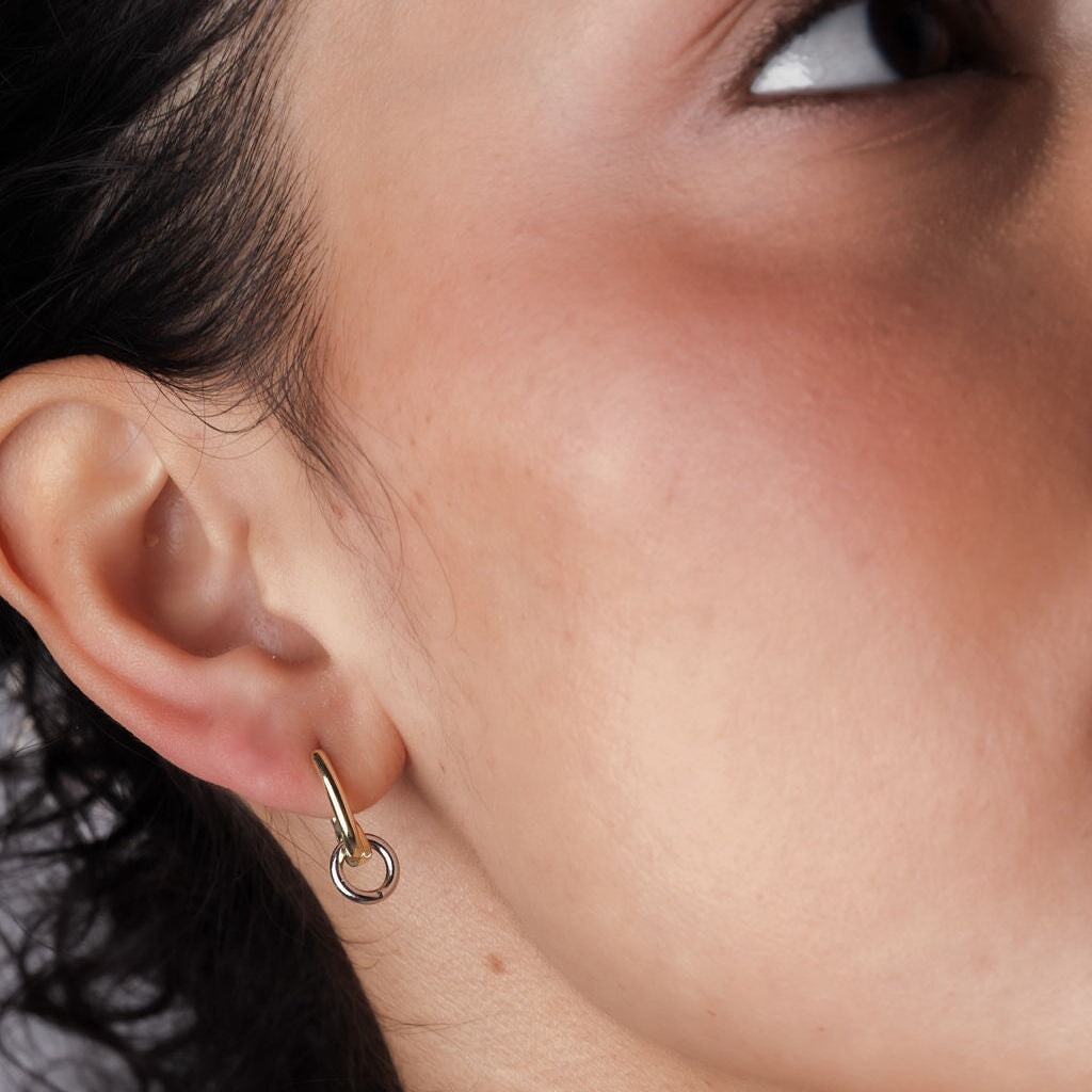 Loop Drop Mixed Metal Huggies