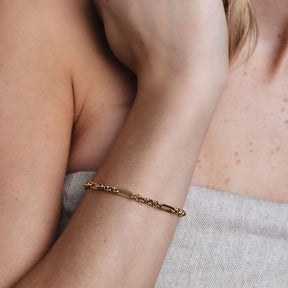 10K Trombone Mixed Link Chain Bracelet