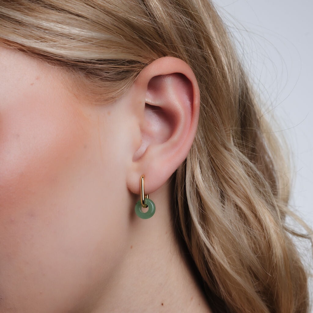 Two-In-One Gemstone Rectangle Hoops