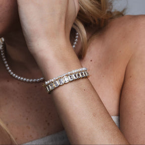 Emerald Cut Tennis Stretchy Bracelet