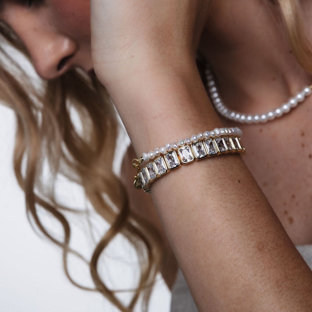 Emerald Cut Tennis Stretchy Bracelet