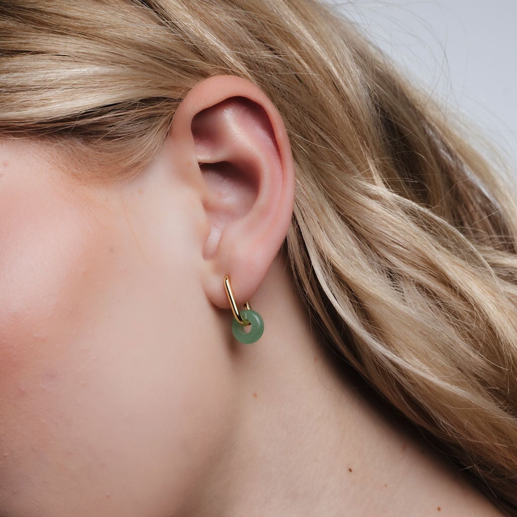 Two-In-One Gemstone Rectangle Hoops