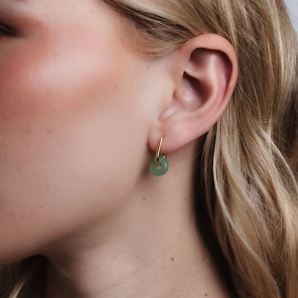 Two-In-One Gemstone Rectangle Hoops