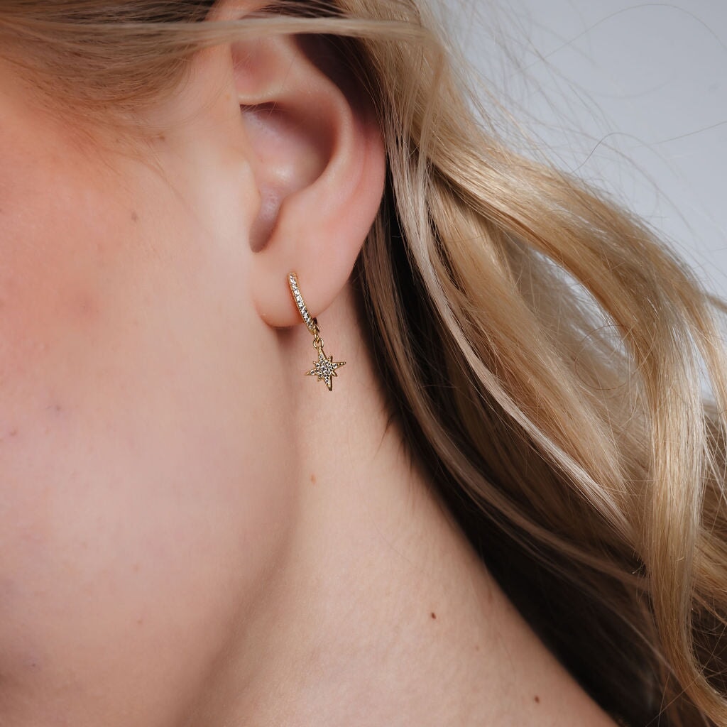 Galaxy Moon & Star Drop Hoops
