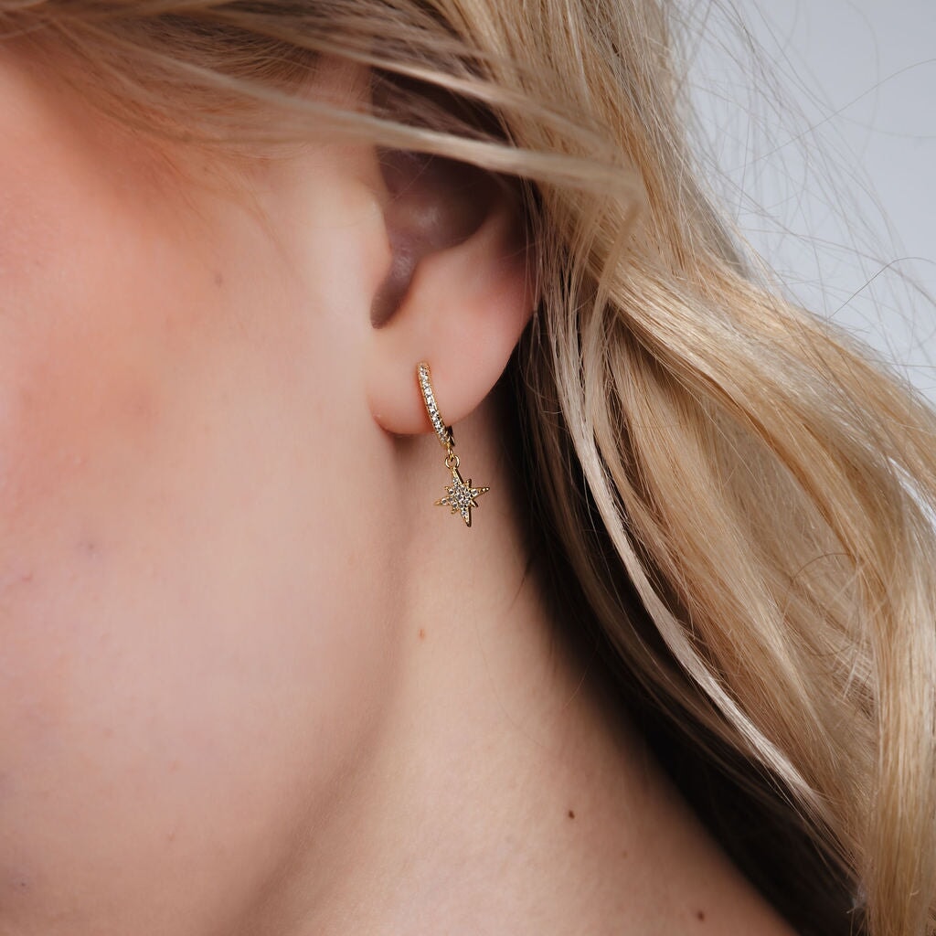 Galaxy Moon & Star Drop Hoops