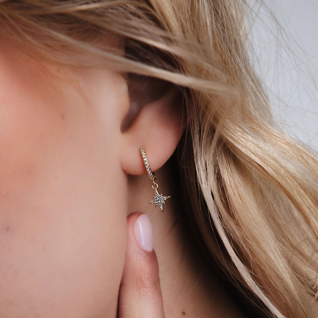 Galaxy Moon & Star Drop Hoops