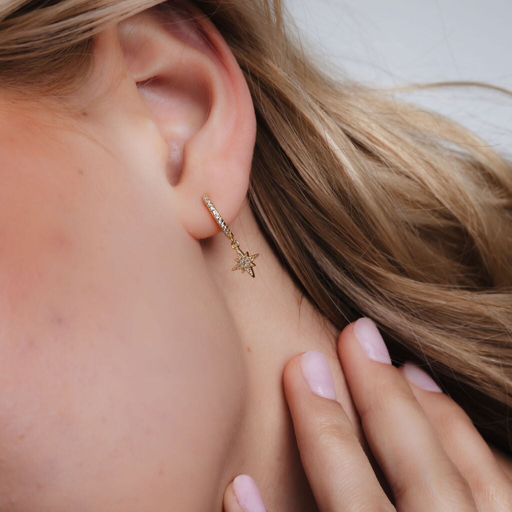 Galaxy Moon & Star Drop Hoops