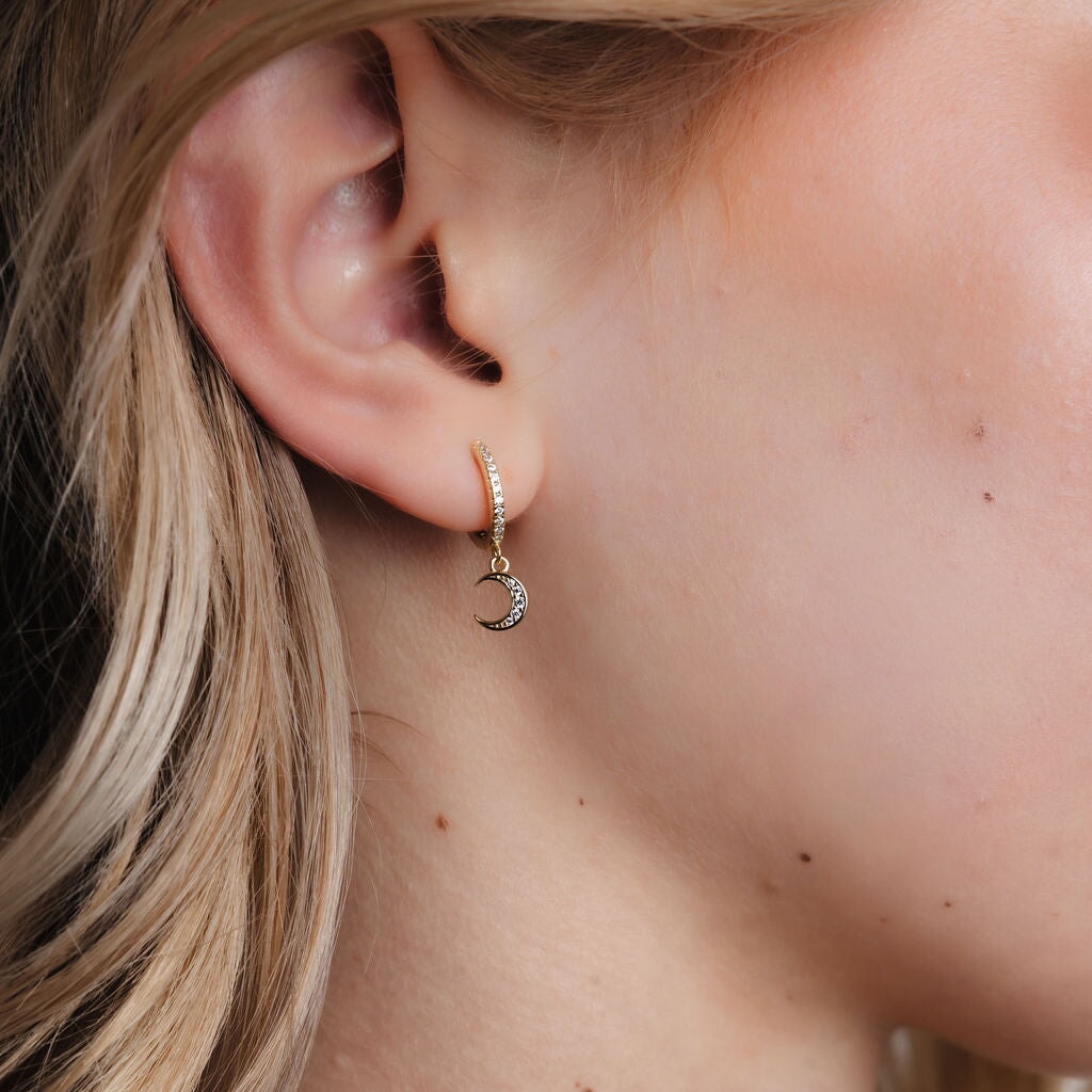Galaxy Moon & Star Drop Hoops