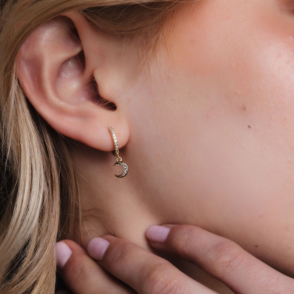 Galaxy Moon & Star Drop Hoops