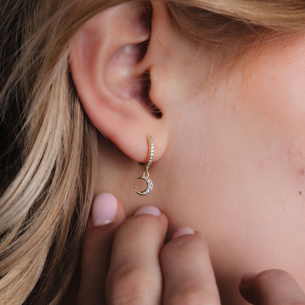 Galaxy Moon & Star Drop Hoops