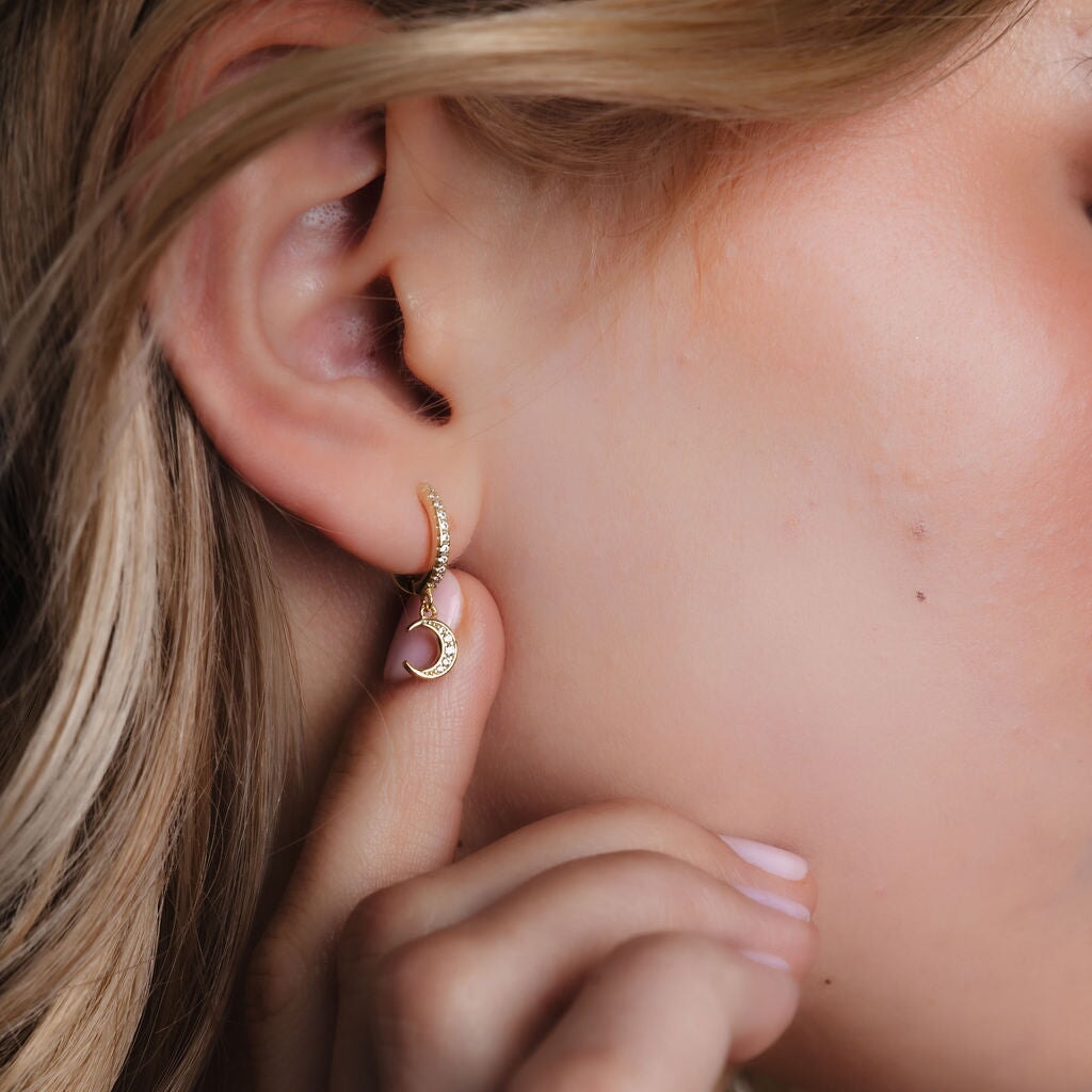 Galaxy Moon & Star Drop Hoops