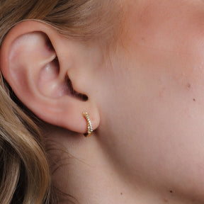 Cross Double huggie hoops