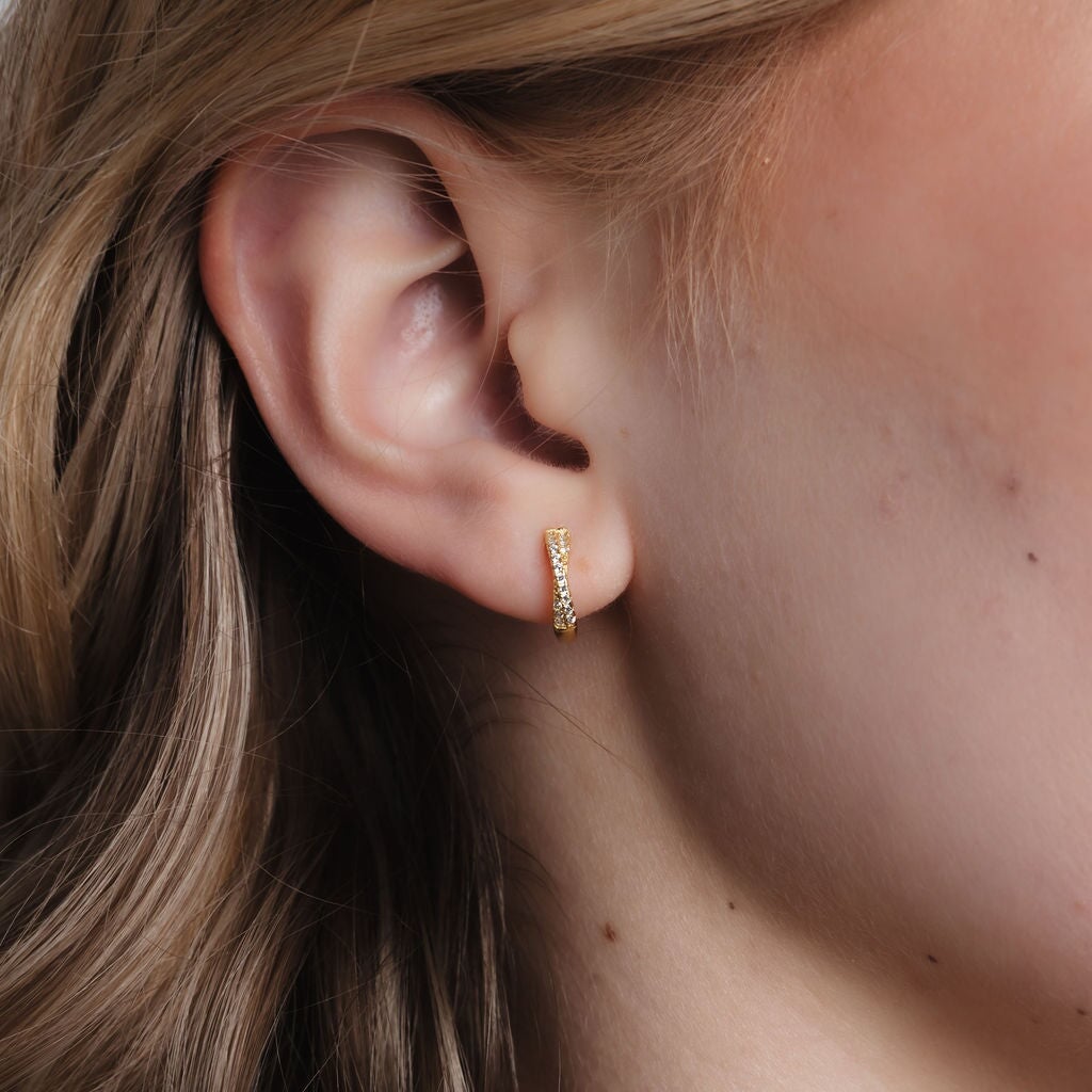 Cross Double huggie hoops