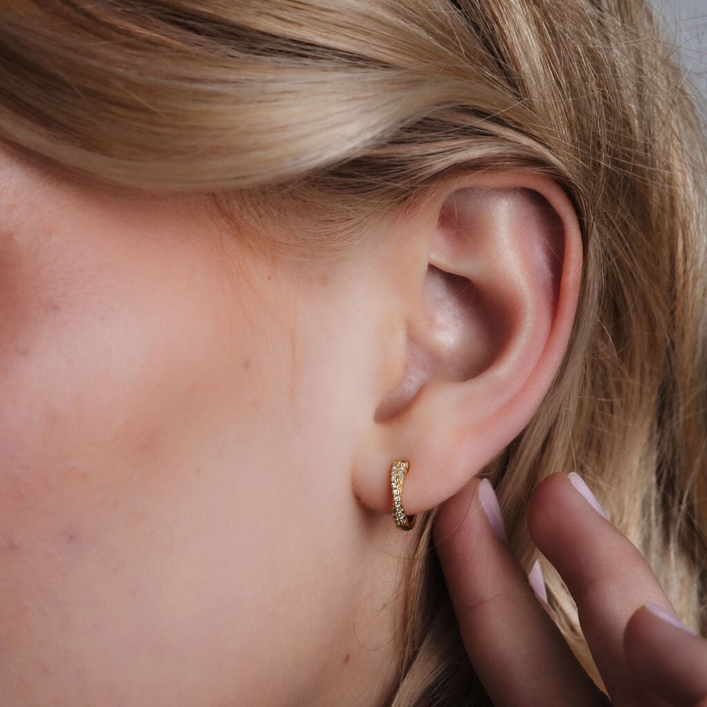 Cross Double huggie hoops