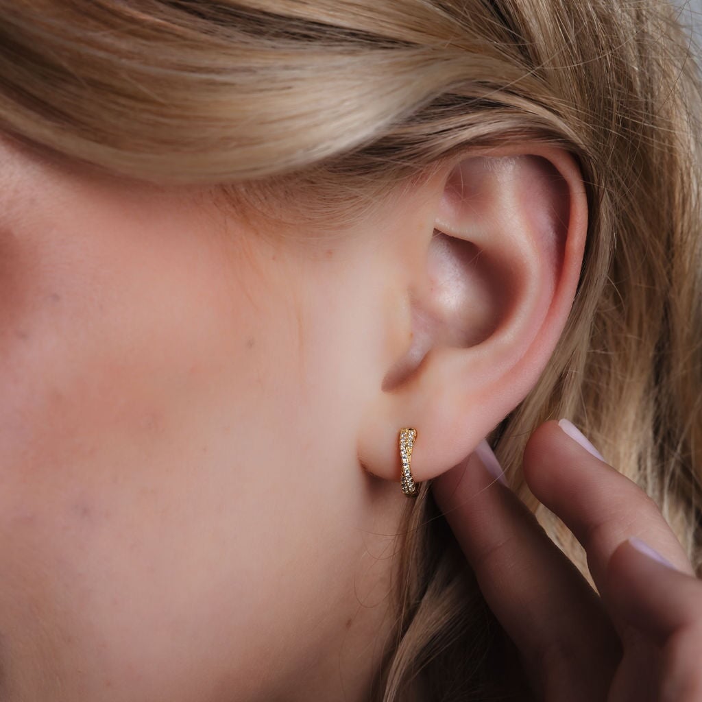 Cross Double huggie hoops