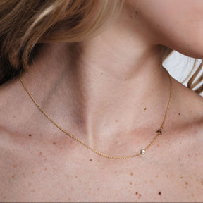 Asymmetrical Initial Birthstone Necklace
