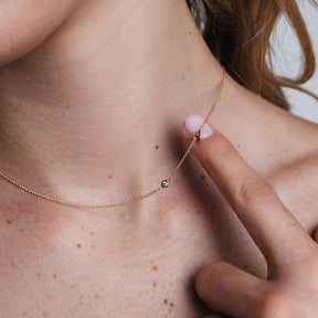 Asymmetrical Initial Birthstone Necklace