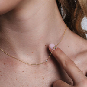 Asymmetrical Initial Birthstone Necklace