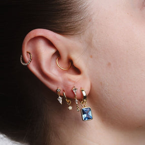 Flat back Single drop studs - 3 stones