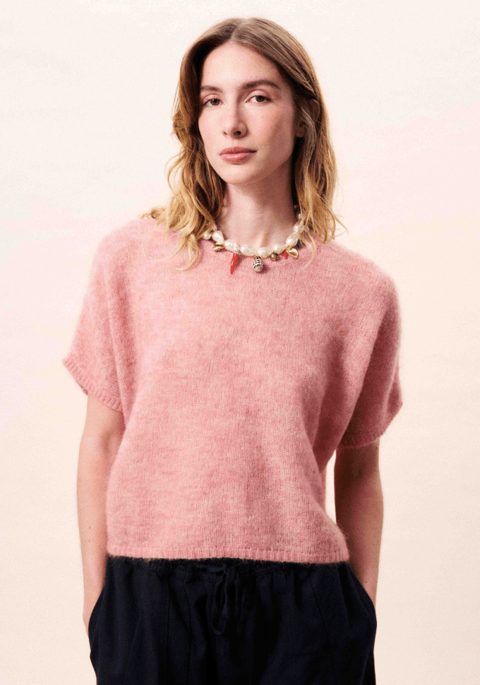 Gocta Short Sleeve Pink Sweater