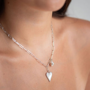 Spencer Pearl Heart Paperclip Necklace