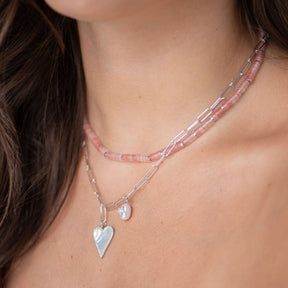 Spencer Pearl Heart Paperclip Necklace