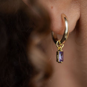 Purple Baguette Cut Hoop Charm