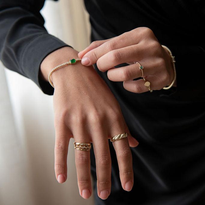 Mini Tennis Bracelet with Emerald