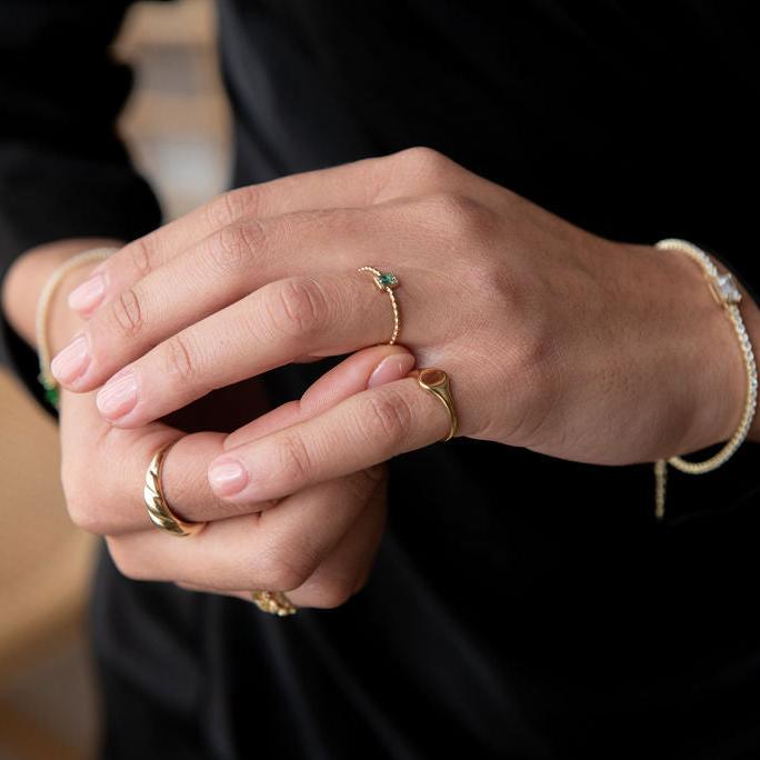 14K Gold Diamond and Emerald Ring