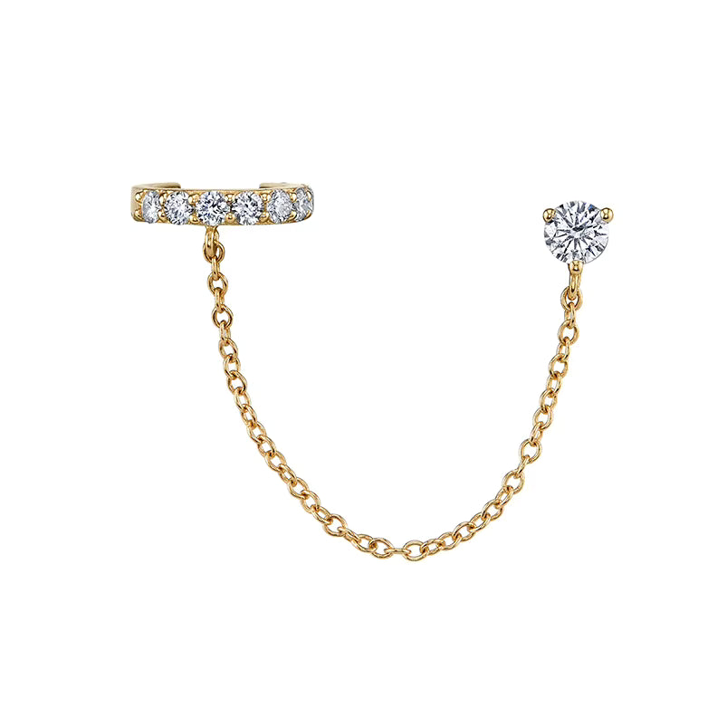 Ear Cuff with Stud Chain Earring - Single