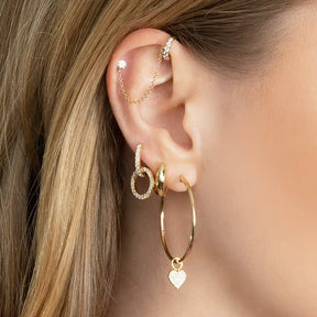 Ear Cuff with Stud Chain Earring - Single