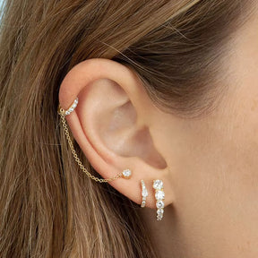 Ear Cuff with Stud Chain Earring - Single