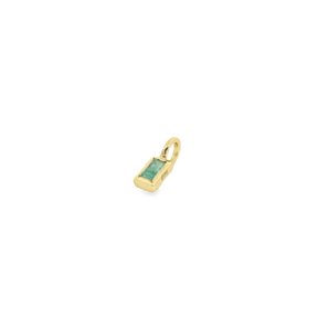 14K Gold Emerald Baguette Cut Charm