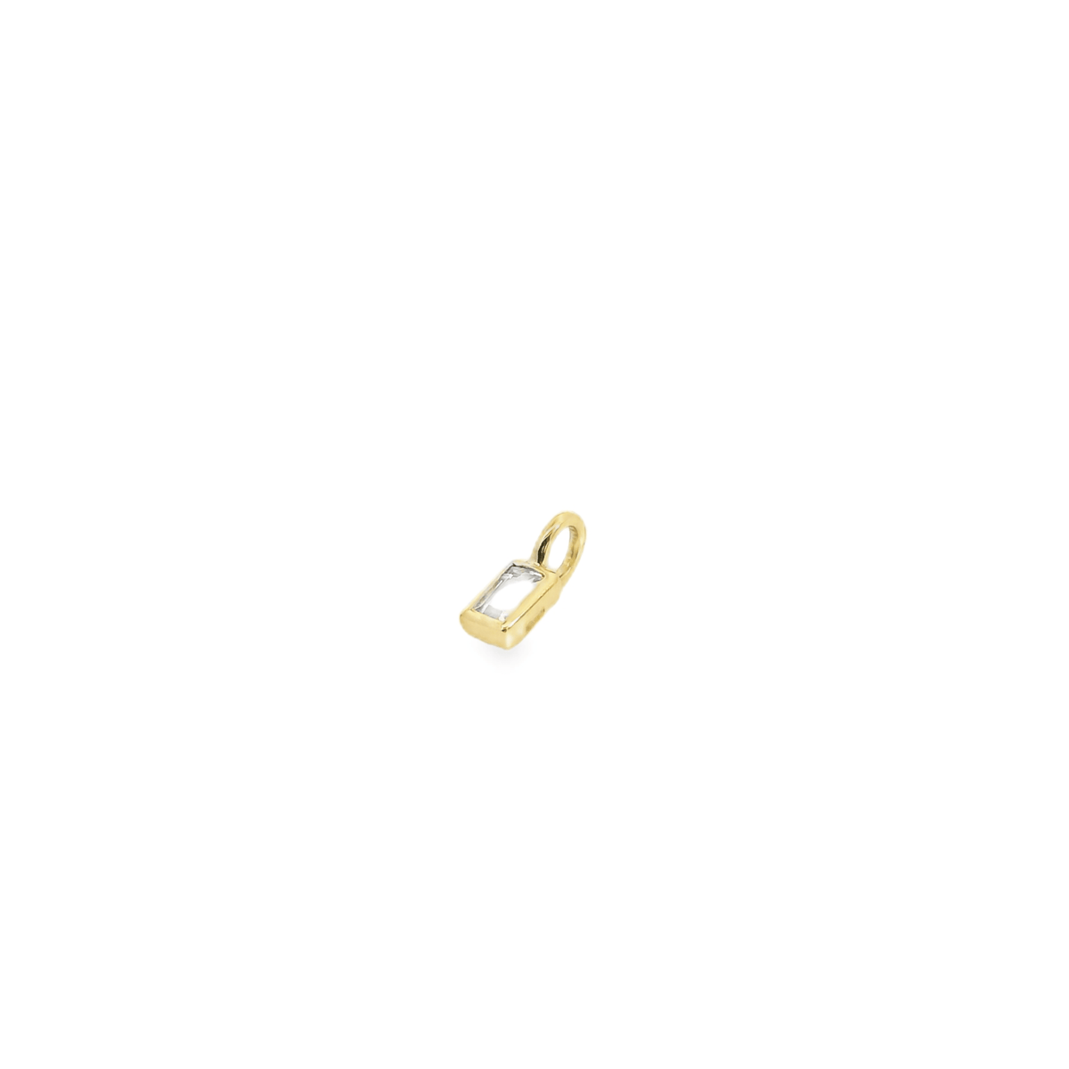 14K Gold White Topaz Baguette Cut Charm