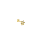 14K Gold Star of David Single Stud Earring