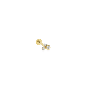 14K Gold Diamond Cluster Single Stud Earring