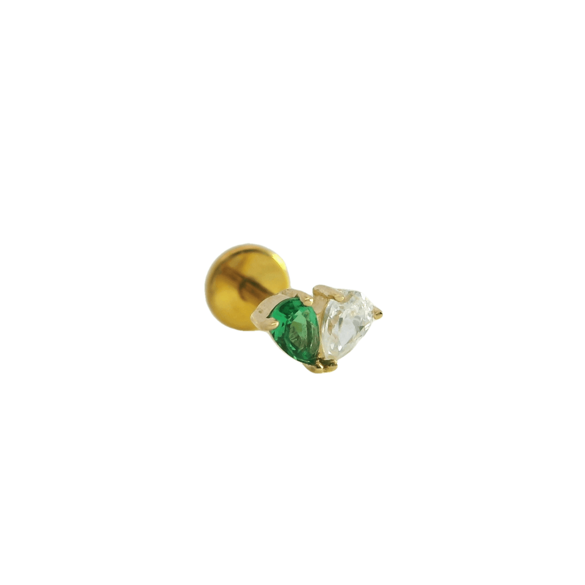 14K Gold Pear Shape Single Stud Earring