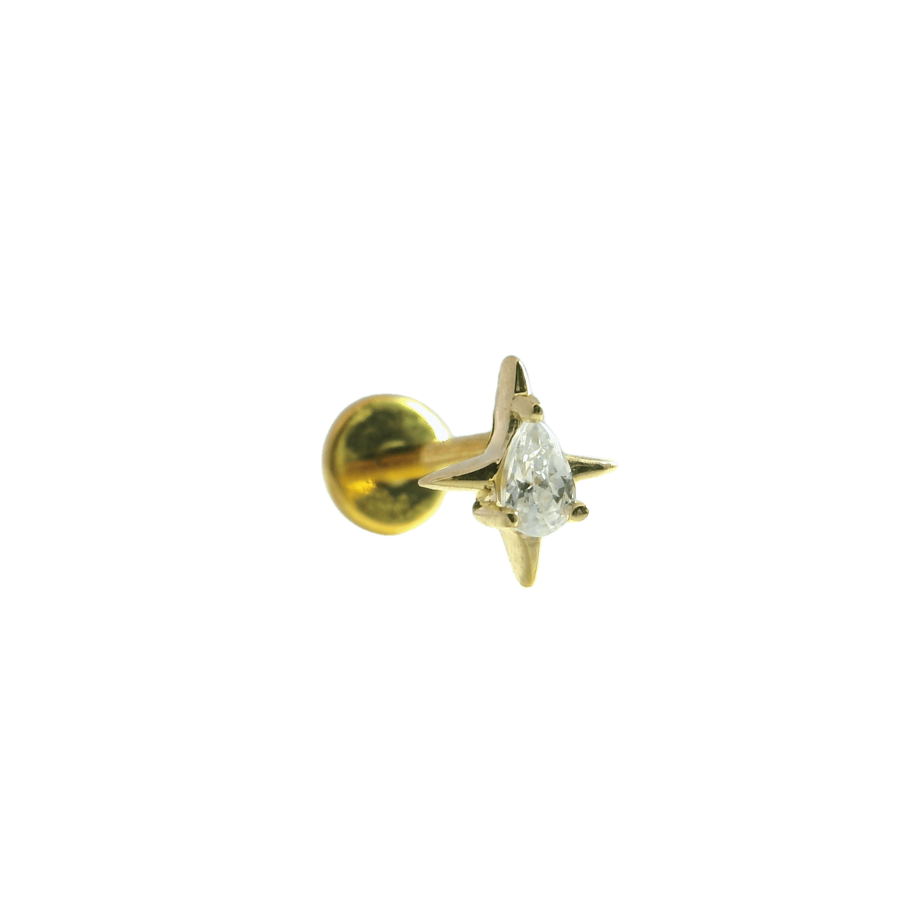 14K Gold Starburst Single Stud Earring